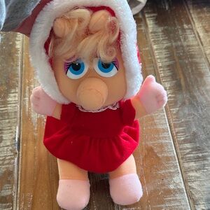 Vintage 1987 Plush Miss Piggy Doll in Red Dress